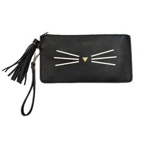 Black Cat Whiskers Clutch Purse Bag Cat Lady Handbag Kitty Faux Leather Clutch